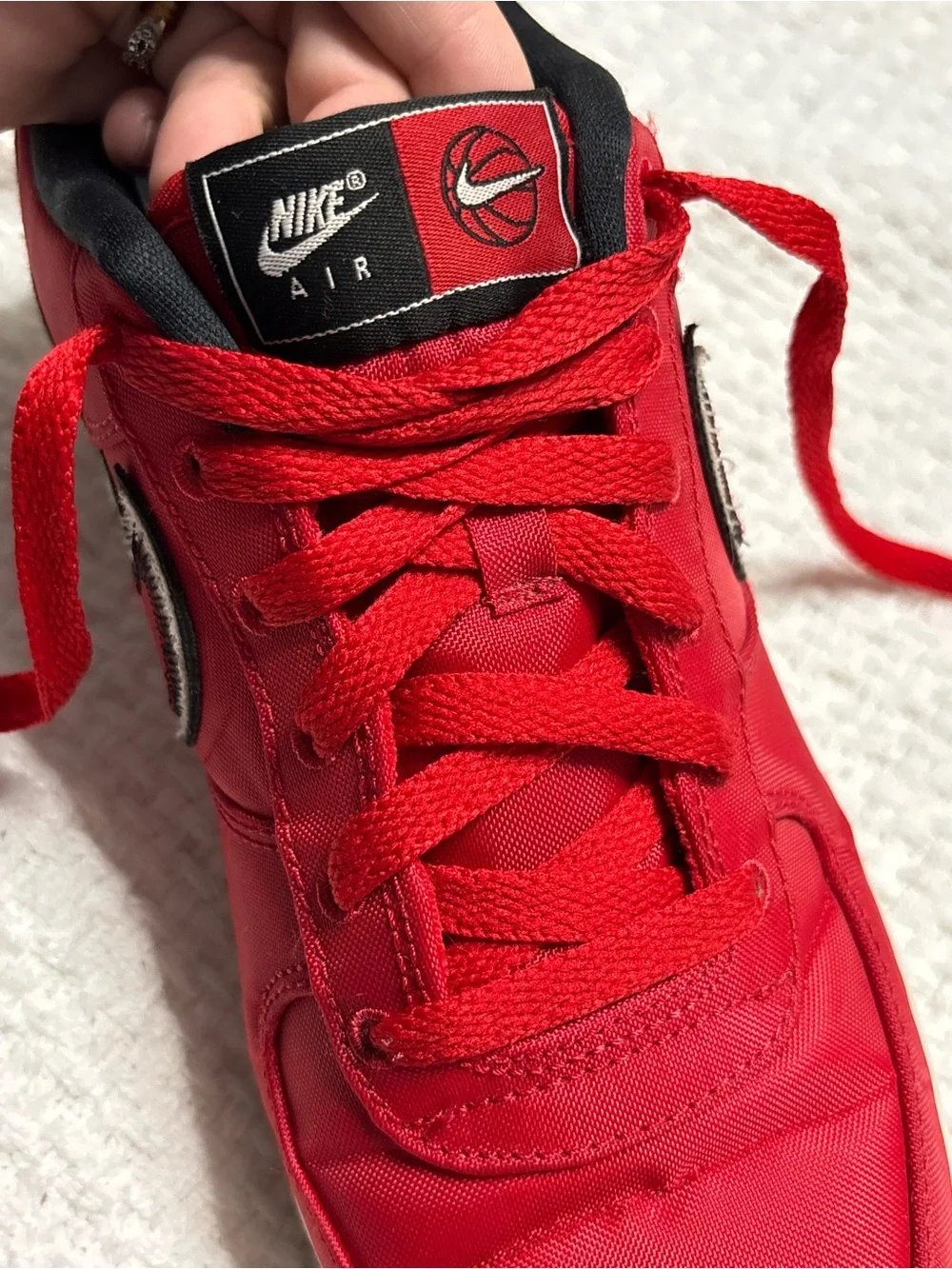 Nike Air Force 1 Low University Red Black Nylon Embroidered Swoosh